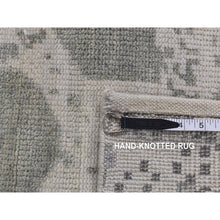 Load image into Gallery viewer, 5&#39;10&quot;x9&#39; Gainsboro Gray, Oushak Repetitive Botteh Design With Washed Out Colors, Pure Wool, Hand Knotted, Oriental Rug FWR524562