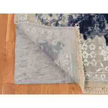 Load image into Gallery viewer, 6&#39;x8&#39;10&quot; Indigo Dye Blue, Wool And Silk, Japanese Shibori Design, Tone On Tone, Hand Knotted, Oriental Rug FWR524586