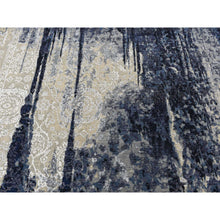 Load image into Gallery viewer, 6&#39;x8&#39;10&quot; Indigo Dye Blue, Wool And Silk, Japanese Shibori Design, Tone On Tone, Hand Knotted, Oriental Rug FWR524586
