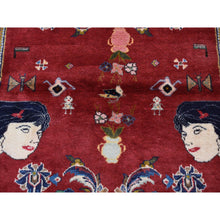 Load image into Gallery viewer, 3&#39;x4&#39;9&quot; Fire Brick Red, Persian Ardabil With Various Human Figurines, Pure Wool, Hand Knotted, Oriental Rug FWR524610