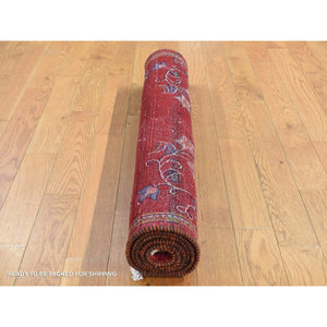 3'x4'9" Fire Brick Red, Persian Ardabil with Various Human Figurines, Pure Wool, Hand Knotted, Oriental Rug FWR524610