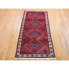 Load image into Gallery viewer, 3&#39;8&quot;x7&#39;9&quot; Barn Red, Vintage Persian Hamadan, Full Pile, Excellent Condition, Pure Wool, Hand Knotted, Wide Runner Oriental Rug FWR524658