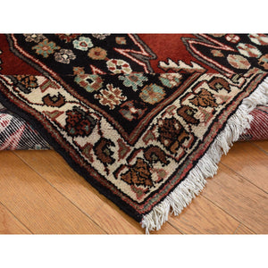 3'6"x4'8" Barn Red, New Persian Mazlagan, Open Field Geometric Design, Pure Wool, Hand Knotted, Oriental Rug FWR524724