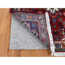 Load image into Gallery viewer, 3&#39;7&quot;x4&#39;8&quot; Maroon Red, New Persian Bohemian Hamadan, Geometric Flower Design, Pure Wool, Hand Knotted, Oriental Rug FWR524742