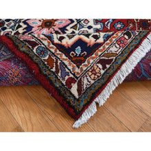 Load image into Gallery viewer, 3&#39;7&quot;x4&#39;8&quot; Maroon Red, New Persian Bohemian Hamadan, Geometric Flower Design, Pure Wool, Hand Knotted, Oriental Rug FWR524742