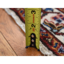 Load image into Gallery viewer, 3&#39;3&quot;x4&#39;3&quot; Ivory, New Bohemian Karabakh, Serrated Center Medallion And Flower Design, Pure Wool, Hand Knotted, Oriental Rug FWR524754