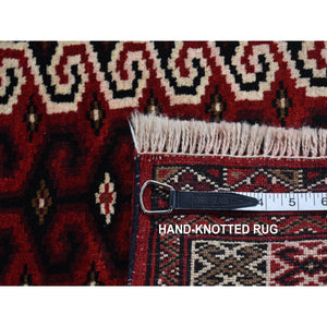 3'2"x4'10" Ferrari Red, Vintage Persian Bakhtiari Fragment, Sides and Ends Secured, Professionally Cleaned, Evenly Worn Natural Wool, Distressed Look, Sheared Low and Cropped Thin, Oriental Excellent Condition Rug FWR516480