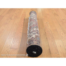 Load image into Gallery viewer, 3&#39;5&quot;x5&#39; Alabama Crimson Red, Vintage Bohemian Persian Hamadan Cross Design, Pure Wool, Hand Knotted, Oriental Rug FWR524784