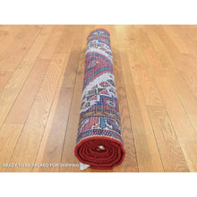Load image into Gallery viewer, 3&#39;5&quot;x5&#39;1&quot; Salsa Red, New Persian Hamadan, Diamond And Flower Design, Pure Wool, Hand Knotted, Oriental Rug FWR524808