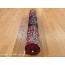 Load image into Gallery viewer, 4&#39;8&quot;x9&#39;7&quot; Millennium Blue, New Persian Hamadan With Large Geometric Elements, Pure Wool, Hand Knotted, Gallery Size Runner Oriental Rug FWR524832