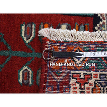 Load image into Gallery viewer, 4&#39;8&quot;x9&#39;7&quot; Millennium Blue, New Persian Hamadan With Large Geometric Elements, Pure Wool, Hand Knotted, Gallery Size Runner Oriental Rug FWR524832