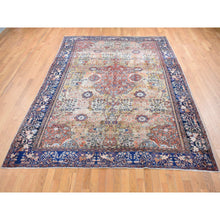 Load image into Gallery viewer, 8&#39;4&quot;x11&#39;6&quot; Old Moss Green, Rare Antique Persian Sarouk Fereghan With Medallion Design, Dense Weave, Hand Knotted, Pure Wool, Even Wear And Soft, Cleaned With Sides And Ends Professionally Secured, Oriental Rug FWR524880