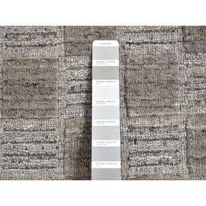 2'1"x2'3" Fossil Gray, Modern Patchwork Design, Hand Loomed, 100% Wool, Sample Fragment, Squarish, Oriental Rug FWR524898