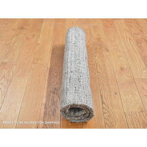 2'1"x2'3" Fossil Gray, Modern Patchwork Design, Hand Loomed, 100% Wool, Sample Fragment, Squarish, Oriental Rug FWR524898