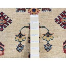 Load image into Gallery viewer, 2&#39;9&quot;x8&#39;7&quot; Bone White, Afghan Super Kazak With Tribal Medallion Design, Hand Knotted, Pure Wool, Runner, Oriental Rug FWR524958