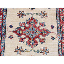Load image into Gallery viewer, 2&#39;9&quot;x8&#39;7&quot; Bone White, Afghan Super Kazak With Tribal Medallion Design, Hand Knotted, Pure Wool, Runner, Oriental Rug FWR524958