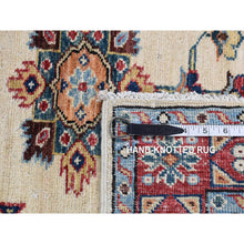 Load image into Gallery viewer, 2&#39;9&quot;x8&#39;7&quot; Bone White, Afghan Super Kazak With Tribal Medallion Design, Hand Knotted, Pure Wool, Runner, Oriental Rug FWR524958