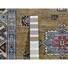 Load image into Gallery viewer, 2&#39;9&quot;x7&#39;7&quot; Olive Green, Hand Knotted, Afghan Super Kazak With Geometric Medallion Design, Pure Wool, Runner, Oriental Rug FWR525012