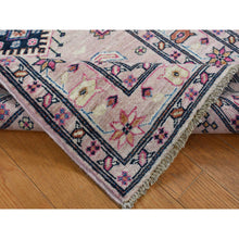 Load image into Gallery viewer, 2&#39;8&quot;x8&#39;10&quot; Pastel Pink, Hand Knotted, Afghan Super Kazak with Geometric Motif, Pure Wool, Runner, Oriental Rug FWR525024
