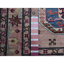 Load image into Gallery viewer, 2&#39;8&quot;x8&#39;10&quot; Pastel Pink, Hand Knotted, Afghan Super Kazak With Geometric Motif, Pure Wool, Runner, Oriental Rug FWR525024