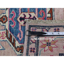 Load image into Gallery viewer, 2&#39;8&quot;x8&#39;10&quot; Pastel Pink, Hand Knotted, Afghan Super Kazak with Geometric Motif, Pure Wool, Runner, Oriental Rug FWR525024