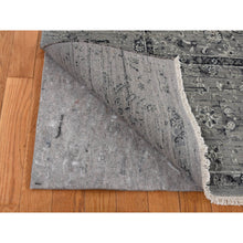 Load image into Gallery viewer, 6&#39;x9&#39; Battleship Gray, Broken Persian Erased Design, Silk With Textured Wool, Hand Knotted, Oriental Rug FWR525054