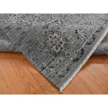 Load image into Gallery viewer, 6&#39;x9&#39; Battleship Gray, Broken Persian Erased Design, Silk With Textured Wool, Hand Knotted, Oriental Rug FWR525054