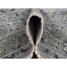 Load image into Gallery viewer, 6&#39;x9&#39; Battleship Gray, Broken Persian Erased Design, Silk With Textured Wool, Hand Knotted, Oriental Rug FWR525054