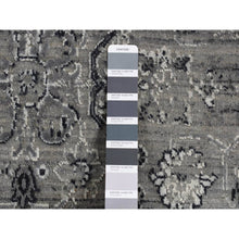 Load image into Gallery viewer, 6&#39;x9&#39; Battleship Gray, Broken Persian Erased Design, Silk With Textured Wool, Hand Knotted, Oriental Rug FWR525054