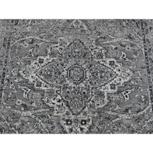 Load image into Gallery viewer, 6&#39;x9&#39; Battleship Gray, Broken Persian Erased Design, Silk With Textured Wool, Hand Knotted, Oriental Rug FWR525054