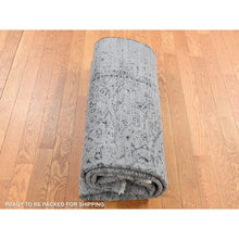 Load image into Gallery viewer, 6&#39;x9&#39; Battleship Gray, Broken Persian Erased Design, Silk With Textured Wool, Hand Knotted, Oriental Rug FWR525054