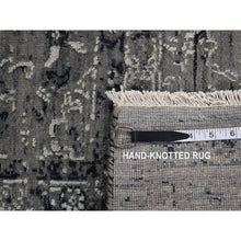 Load image into Gallery viewer, 6&#39;x9&#39; Battleship Gray, Broken Persian Erased Design, Silk With Textured Wool, Hand Knotted, Oriental Rug FWR525054