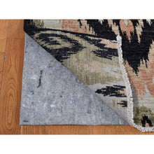 Load image into Gallery viewer, 9&#39;1&quot;x13&#39; Eerie Black, 100% Wool, Ikat Uzbek Design, Hand Knotted, Oriental Rug FWR525078