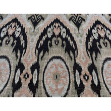 Load image into Gallery viewer, 9&#39;1&quot;x13&#39; Eerie Black, 100% Wool, Ikat Uzbek Design, Hand Knotted, Oriental Rug FWR525078