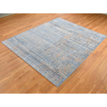 Load image into Gallery viewer, 8&#39;x10&#39; Sky Blue, Silk With Textured Wool, Tone On Tone, Modern All Over Design, Hand Knotted, Oriental Rug FWR525084