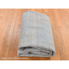 Load image into Gallery viewer, 8&#39;x10&#39; Sky Blue, Silk With Textured Wool, Tone On Tone, Modern All Over Design, Hand Knotted, Oriental Rug FWR525084