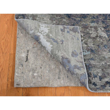 Load image into Gallery viewer, 7&#39;10&quot;x9&#39;9&quot; Battleship Gray, Hi-low Pile, Modern Abstract Design, Wool And Silk, Hand Knotted, Oriental Rug FWR525090