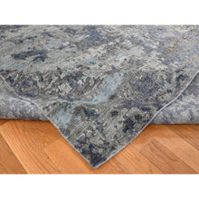 Load image into Gallery viewer, 7&#39;10&quot;x9&#39;9&quot; Battleship Gray, Hi-low Pile, Modern Abstract Design, Wool And Silk, Hand Knotted, Oriental Rug FWR525090