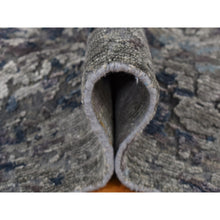 Load image into Gallery viewer, 7&#39;10&quot;x9&#39;9&quot; Battleship Gray, Hi-low Pile, Modern Abstract Design, Wool And Silk, Hand Knotted, Oriental Rug FWR525090