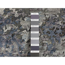 Load image into Gallery viewer, 7&#39;10&quot;x9&#39;9&quot; Battleship Gray, Hi-low Pile, Modern Abstract Design, Wool And Silk, Hand Knotted, Oriental Rug FWR525090