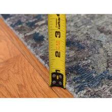 Load image into Gallery viewer, 7&#39;10&quot;x9&#39;9&quot; Battleship Gray, Hi-low Pile, Modern Abstract Design, Wool And Silk, Hand Knotted, Oriental Rug FWR525090