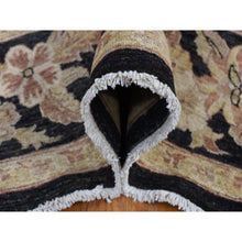 Load image into Gallery viewer, 9&#39;1&quot;x12&#39;4&quot; Walnut Hull Black, Dense Weave, Fine Peshawar with All Over Repetitive Flower Bouquets Design, Hand Knotted, Pure Wool, Oriental Rug FWR525102