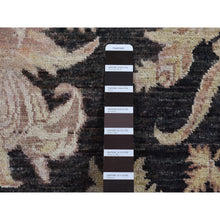 Load image into Gallery viewer, 9&#39;1&quot;x12&#39;4&quot; Walnut Hull Black, Dense Weave, Fine Peshawar with All Over Repetitive Flower Bouquets Design, Hand Knotted, Pure Wool, Oriental Rug FWR525102