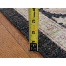 Load image into Gallery viewer, 9&#39;1&quot;x12&#39;4&quot; Walnut Hull Black, Dense Weave, Fine Peshawar with All Over Repetitive Flower Bouquets Design, Hand Knotted, Pure Wool, Oriental Rug FWR525102