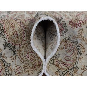 9'1"x12'3" Agreeable Gray, Agra With Paisley Design, 100% Wool, Hand Knotted, Borderless Design, Oriental Rug FWR525114
