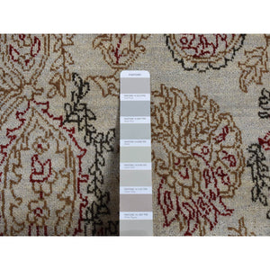 9'1"x12'3" Agreeable Gray, Agra With Paisley Design, 100% Wool, Hand Knotted, Borderless Design, Oriental Rug FWR525114