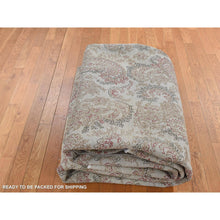 Load image into Gallery viewer, 9&#39;1&quot;x12&#39;3&quot; Agreeable Gray, Agra With Paisley Design, 100% Wool, Hand Knotted, Borderless Design, Oriental Rug FWR525114