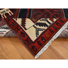 Load image into Gallery viewer, 5&#39;2&quot;x10&#39;6&quot; Maroon Red, New Persian with Deer Figurines, Pure Wool, Hand Knotted, Gallery Size Runner Oriental Rug FWR525144