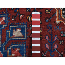 Load image into Gallery viewer, 5&#39;x10&#39;1&quot; Maroon Red, Hand Knotted, New Persian Hamadan with Geometric Anchored Medallion Design, Pure Wool, Oriental Rug FWR525168