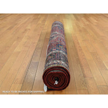 Load image into Gallery viewer, 5&#39;x10&#39;1&quot; Maroon Red, Hand Knotted, New Persian Hamadan with Geometric Anchored Medallion Design, Pure Wool, Oriental Rug FWR525168